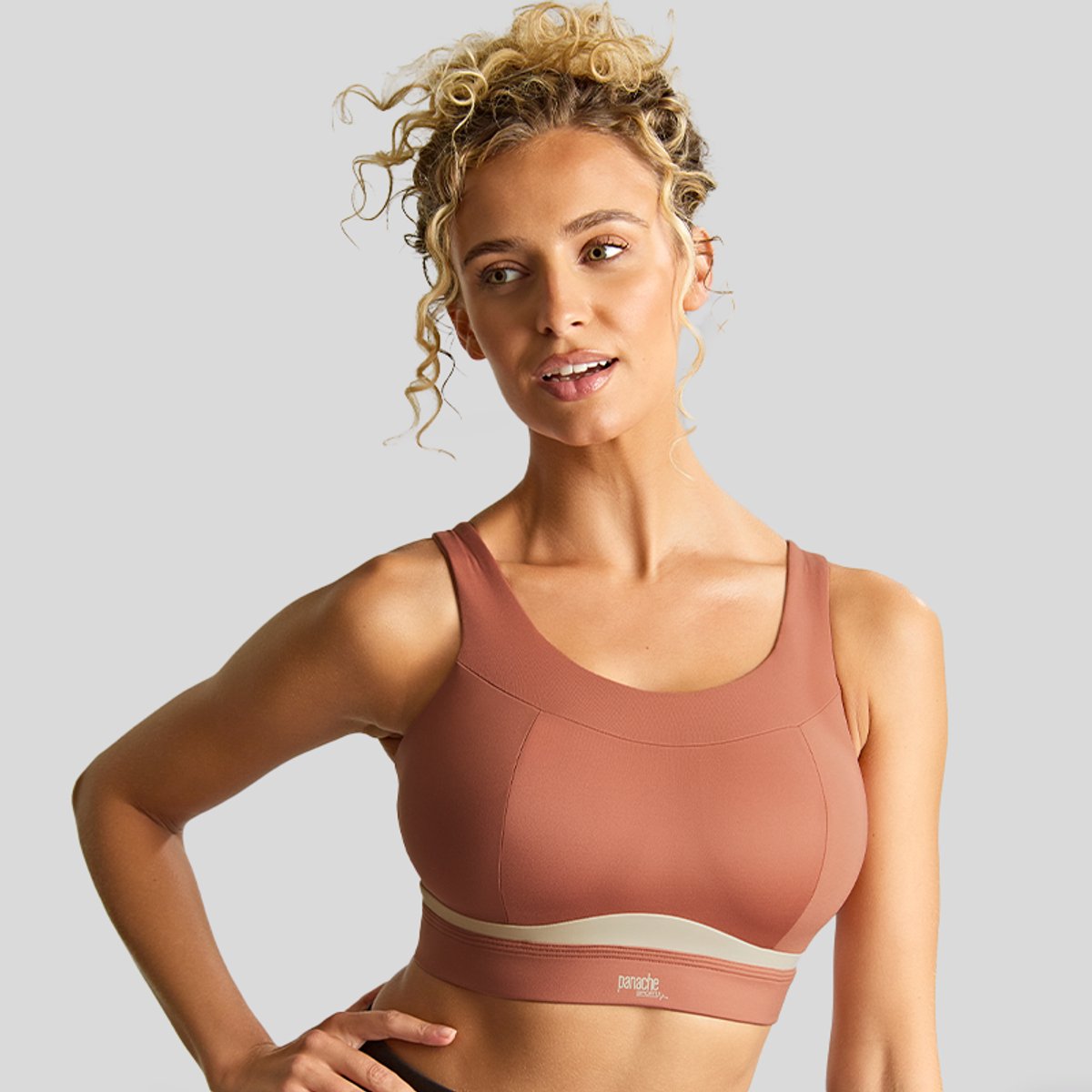 Panache - Freedom Non Wired Non Padded Sport BH - Sienna Rose/Chalk - 90E