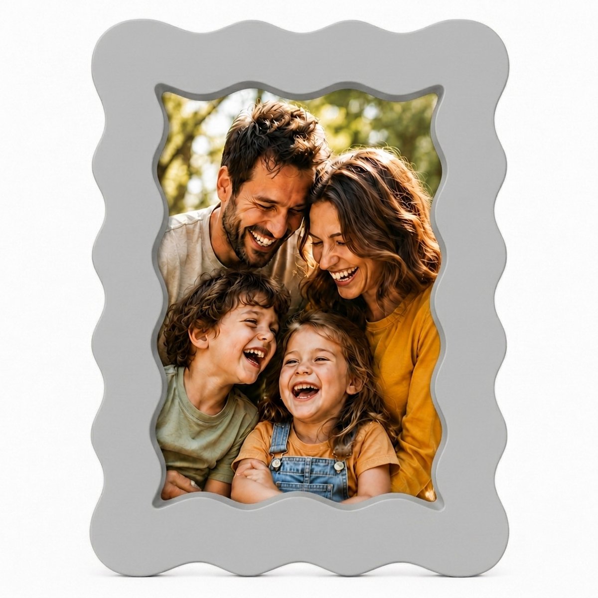 ACAZA Fotolijst - Fotokader - Fotolijst 13x18 cm - Fotomaat 13x18 cm - Warm Grijs - Wavy Frame - MDF Hout - Golvend - Wave - Portretlijst