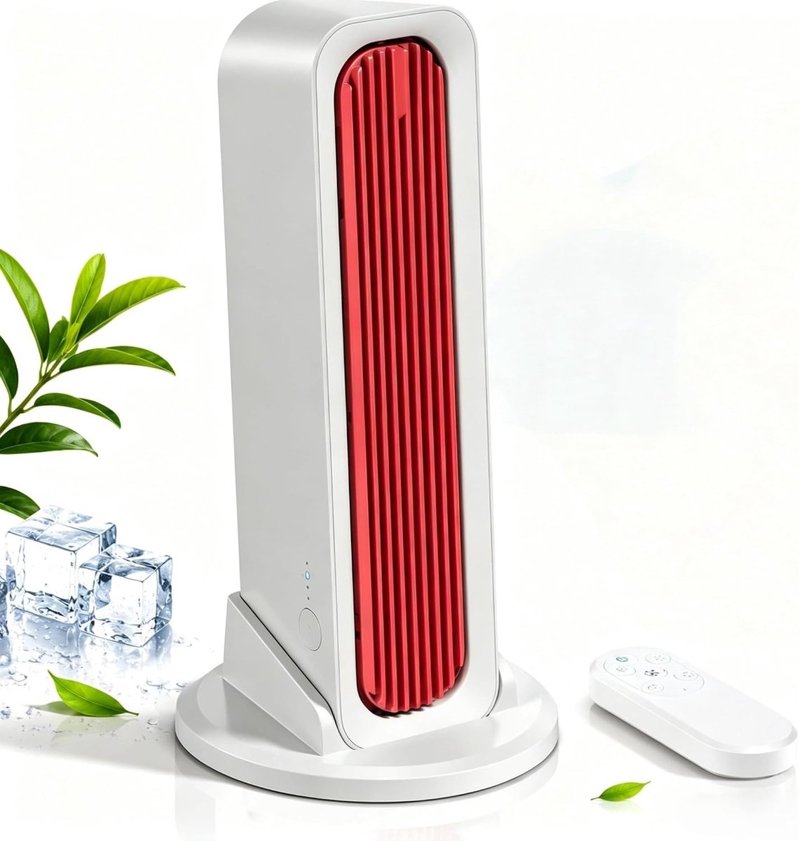Stille Draagbare USB Torenventilator - Bladloos - 4000mAh Accu - 3 Snelheden - Met Losse Voet En Afstandsbediening - Geschikt Voor Bureau - Slaapkamer En Kamperen - rood