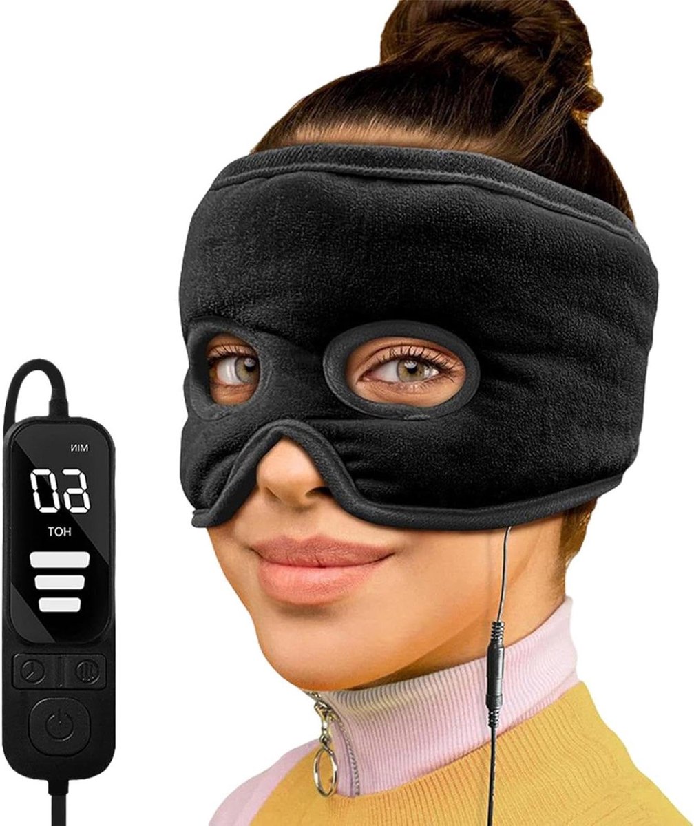 Warm Kompres Gezicht - Verwarmd Oogmasker - Ontspanning Thuis - Drie Warmtestanden - USB Oplaadbaar - Grijs