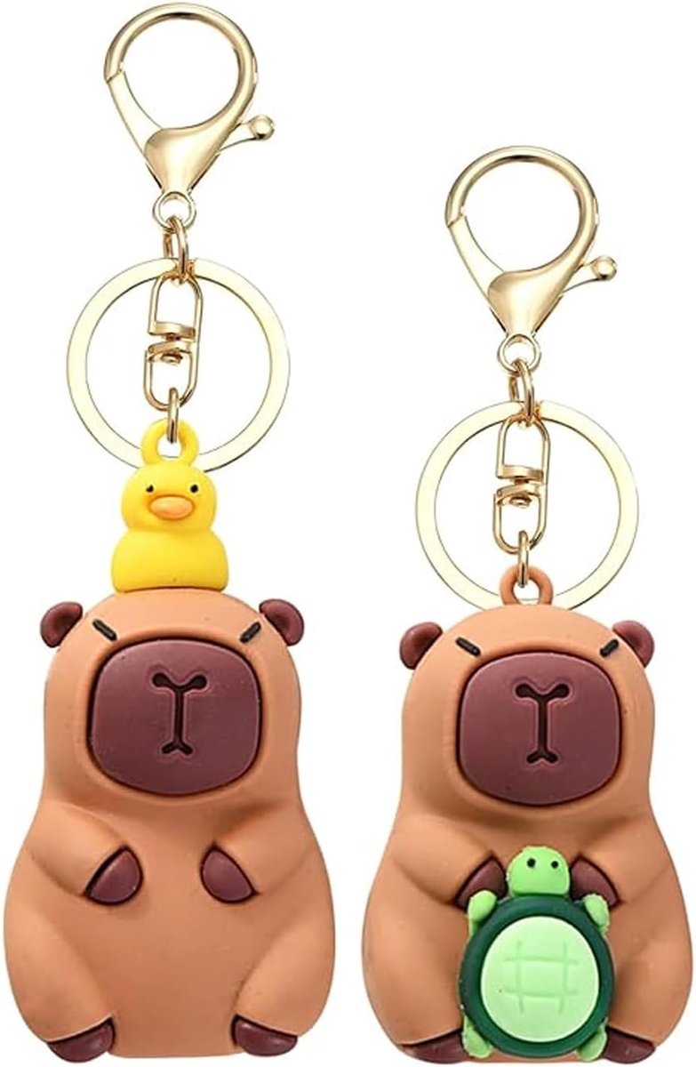 Capybara Sleutelhanger, 2 stuks Schattige Cartoon Capybara Sleutelhangers als Cadeau voor Kinderen, voor Sleutels, Rugzak of Handtas Autoportemonnee Rugzak