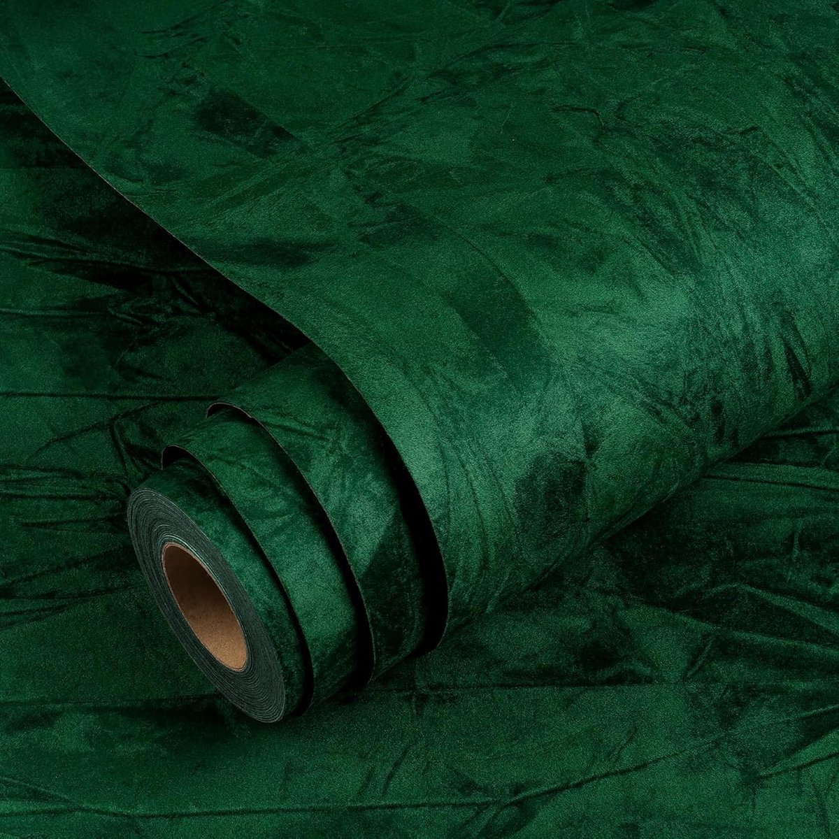 Behang Samtstof Woonkamer Tapeten 1,38x1,64m Behang Samtstof Zelfklevend Wandbehang Donkergroen Meubelfolie Deko-Folie voor Slaapkamer en Meubelrenovaties