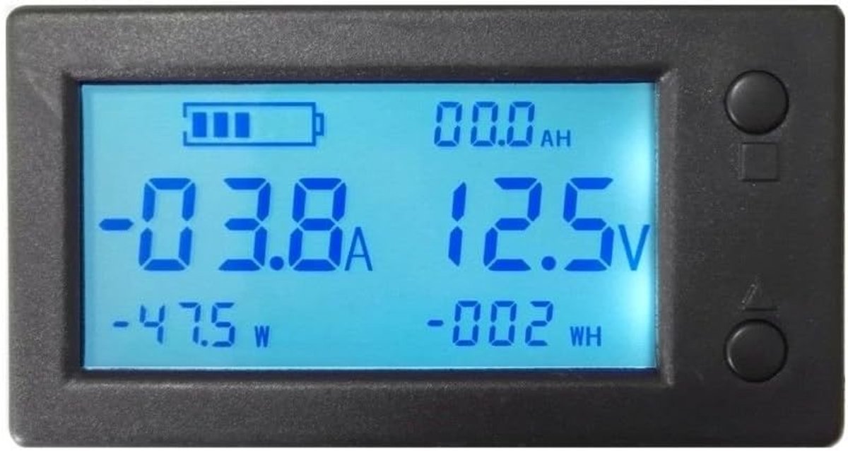 Accu-monitor met voltmeter, ampèremeter en spanningsmeter, met transformator met hal-effectsensor, 300 V, 100 A, 200 A of 400 A DC