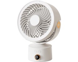 Bureauventilator - Kleine oscillerende ventilator voor de slaapkamer, werkt op oplaadbare batterijen, 3 windsnelheden, 23 cm mini-ventilator, 90° verstelbare kantelhoek, geluidsarm