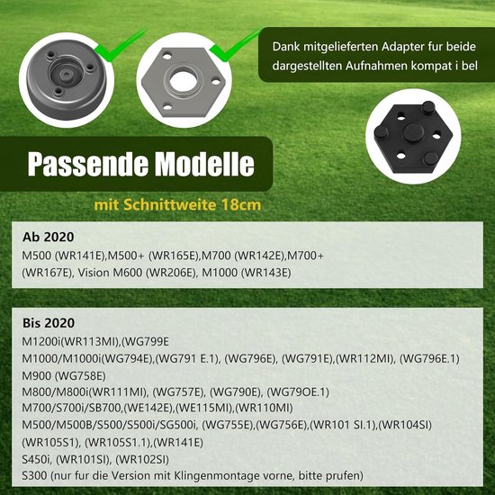 Zaagblad met 6 bladen, compatibel met Worx Landroid, M500, M700, WR167E, WR141E, Vision M600, glasvezelversterkte lemmetschijf met 6 messen voor robotgrasmaaiers — afbeelding 3