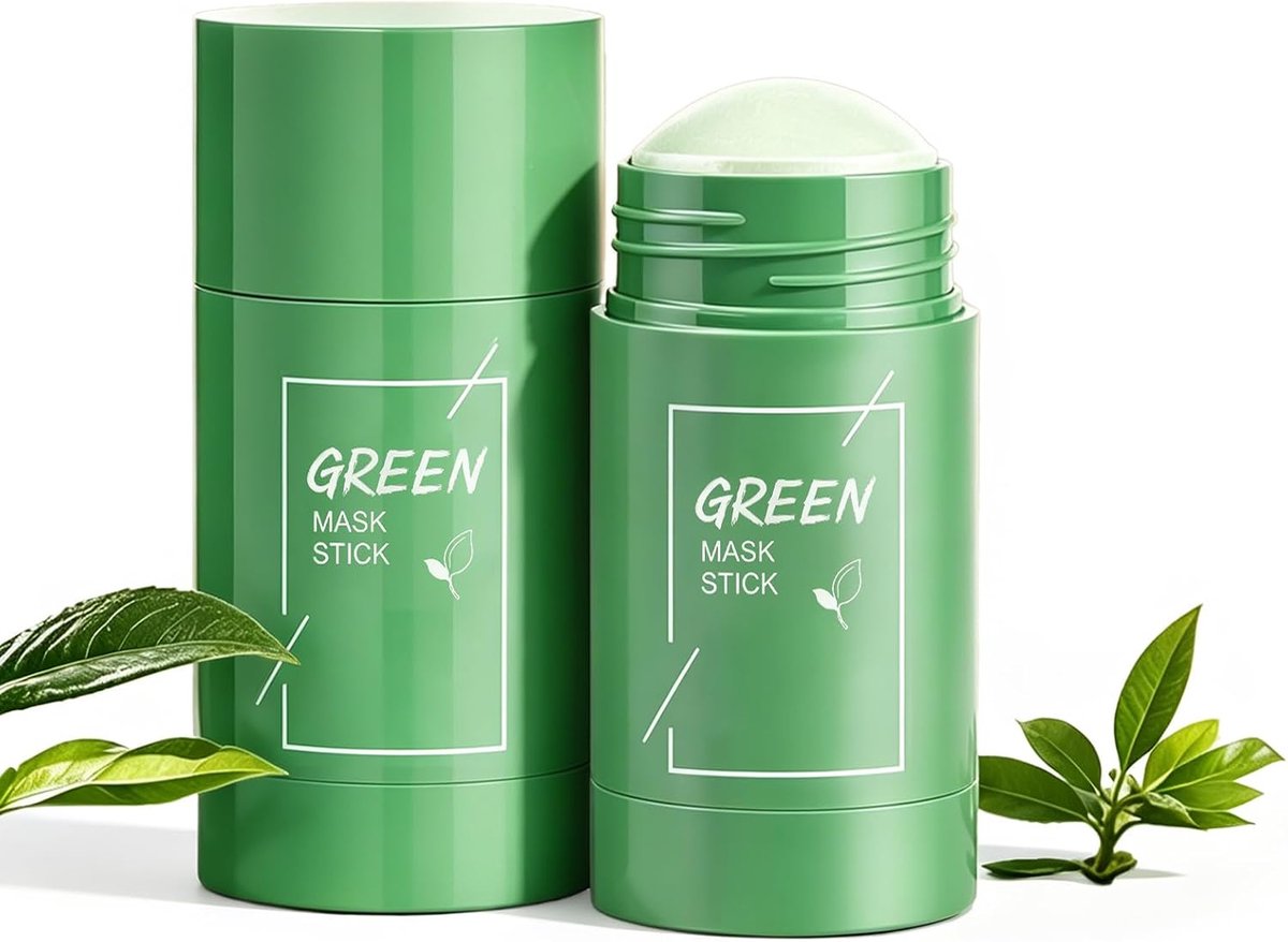 2 stuks groene thee gezichtsmasker, dieptereiniging en poriënverfijning, hydraterend, verwijdert mee-eters, voor alle huidtypes