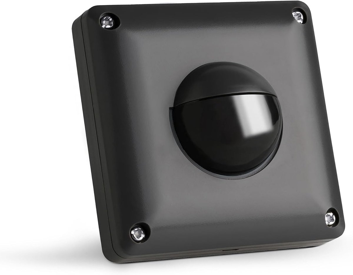 Infrarood Bewegingssensor Buiten IP65 - Inbouw Muur Montage - Programmeerbaar, 10m/190°, Installatie 53x53x23mm, Bewegingsmelder voor LED Lampen, 3-Draads