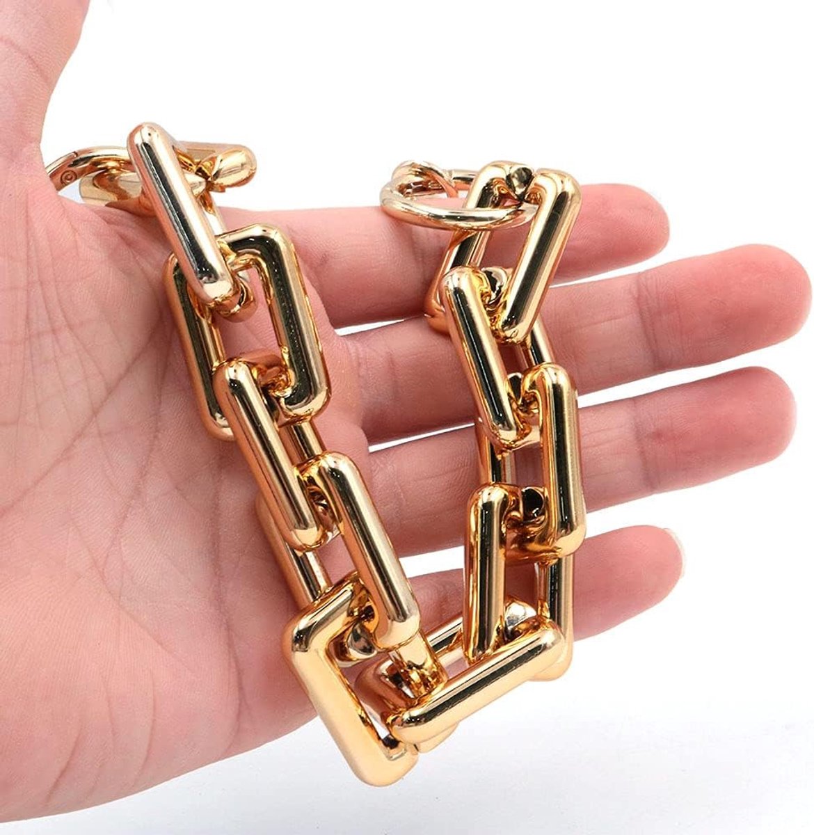 2 stuks hars acryl tas handvat ketting 30cm lange portemonnee riem vervanging voor DIY handtassen, crossbody tassen, schoudertassen, portemonnee maken accessoires (goud)