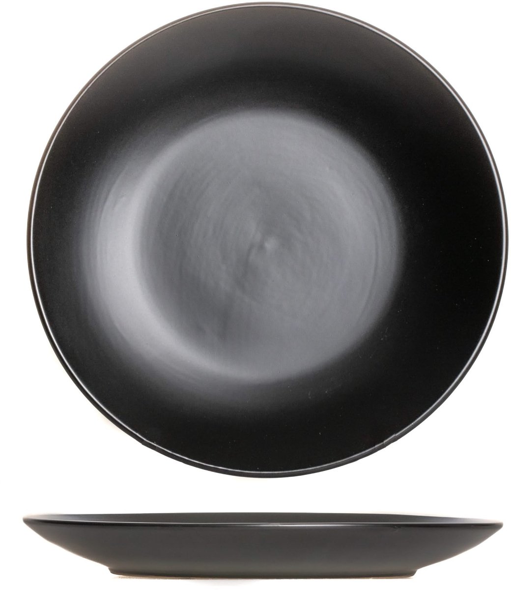 Studio Tavola Ontbijtborden Black Tie Zwart - 6 Stuks ø 19 cm - Aardewerk - Vaatwasser- & Magnetronbestendig
