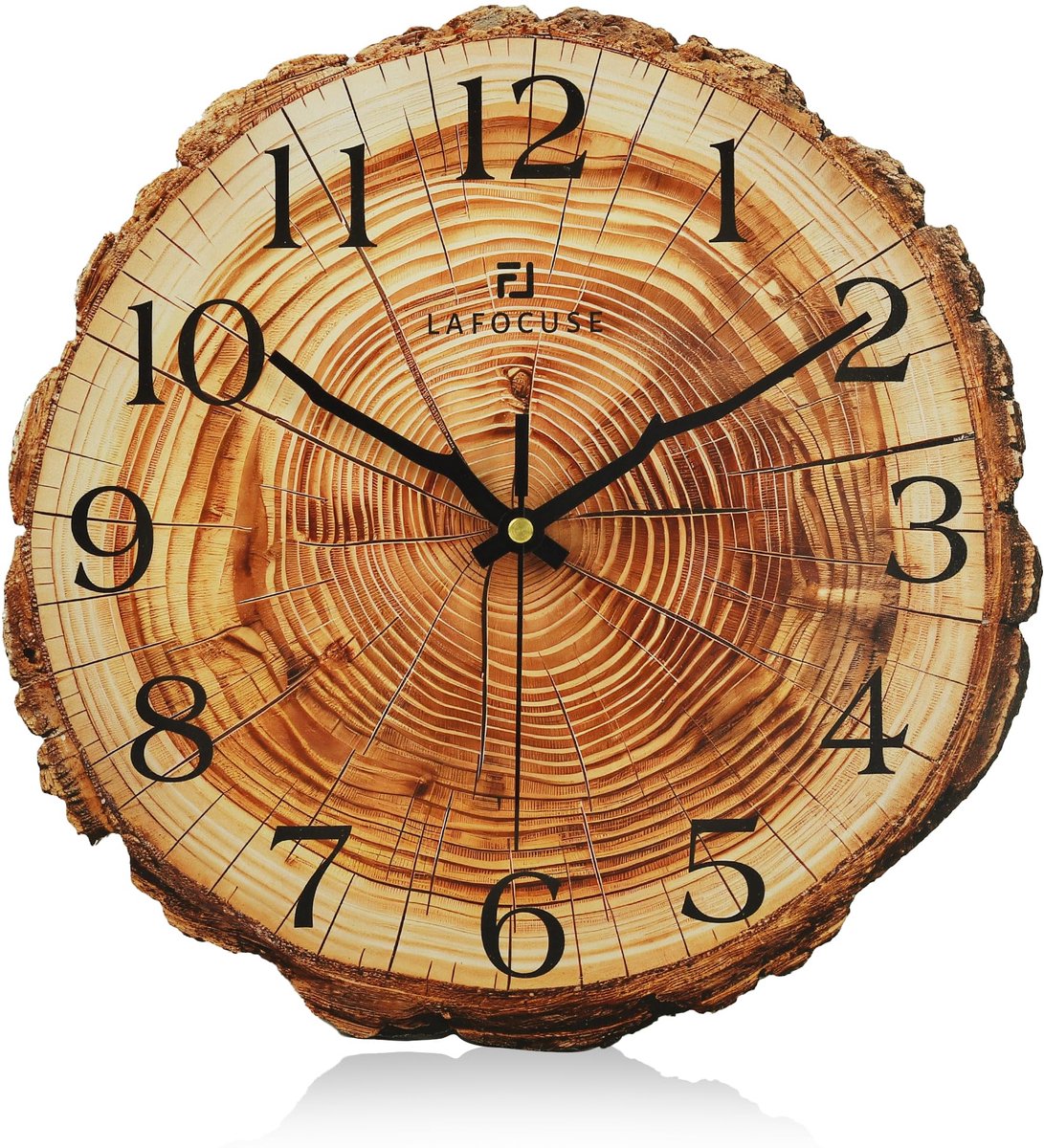SnelShoppen - 30 cm Wandklok Hout MDF Stil zonder Tikkende Geluiden - Bruin Retro Vintage Decoratie voor Woonkamer Slaapkamer Keuken Kantoor - Rustiek