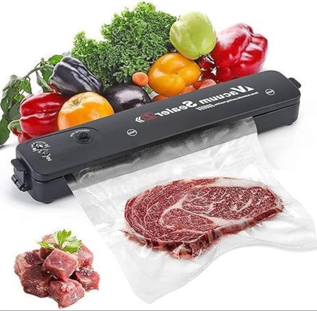 Vacuümmachine - Voedselsealer - Voedsel bewaren - Automatische werking - 38 x 30 x 8 cm - Zwart