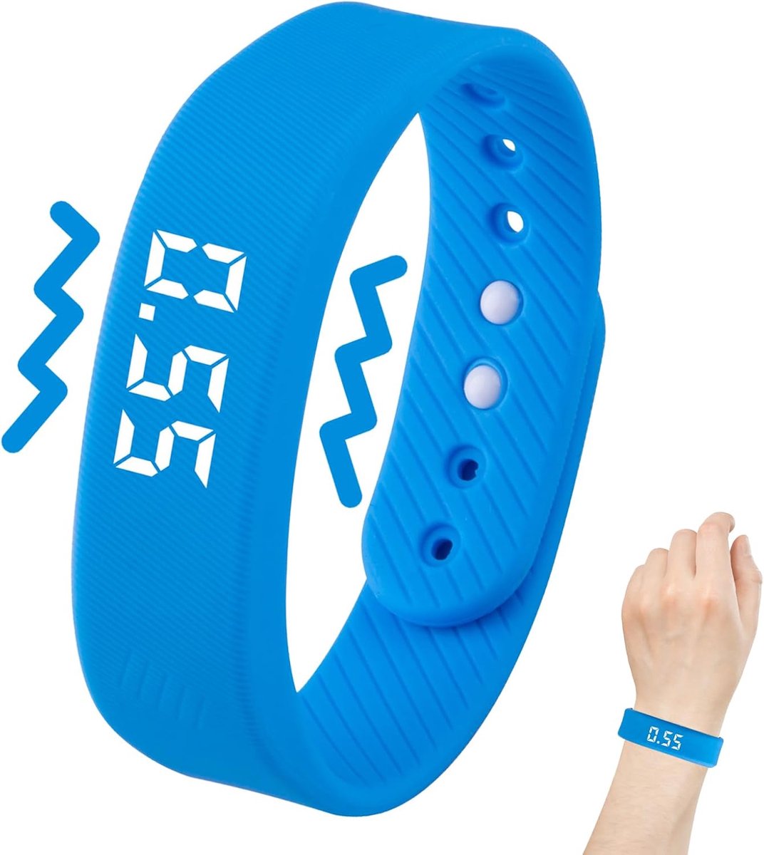 Blauwe trillingspolsband – draagbare trillingshorloge – trillingspolsband met stille trillingswaarschuwing – verstelbaar – waterdicht – multifunctioneel – unisex.