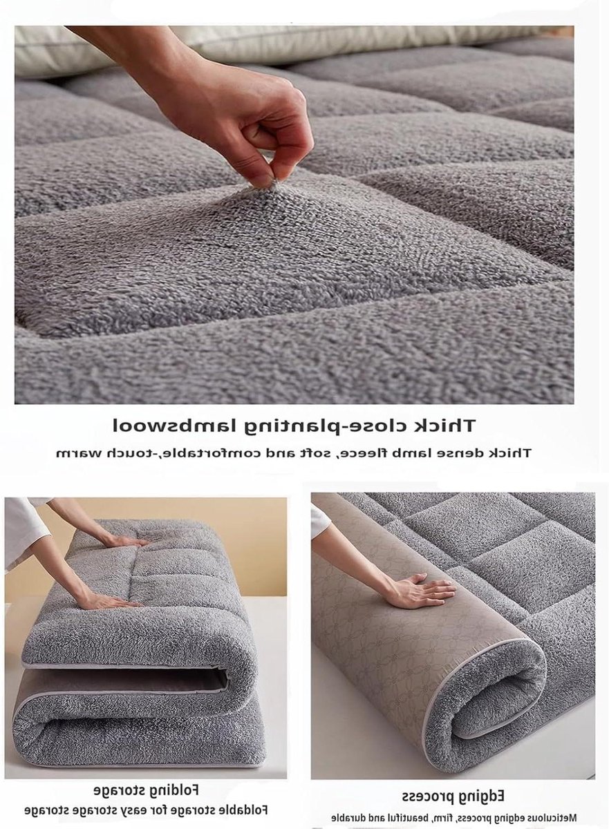 Gastenmatras Futon - Slaapmat Opvouwbaar - Comfortabel Slapen - 10cm Dik Donsvulling - 120x200cm - Wit