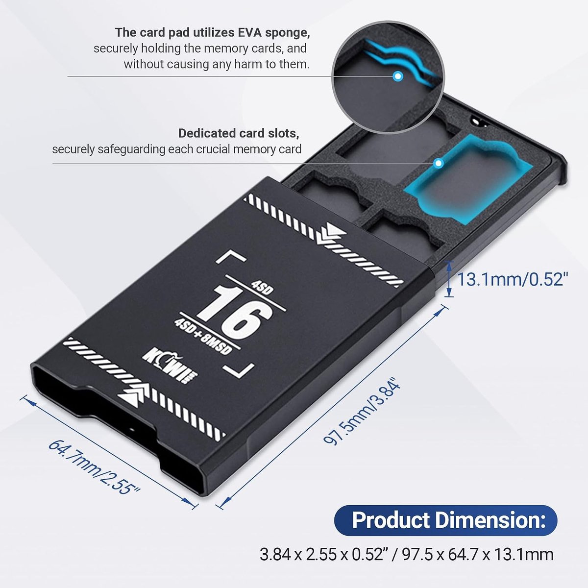 16 Slots Pop-up Geheugenkaart Case - Schokbestendige Organizer voor 8 Micro SD & 8 SD Kaarten met Lanyard, Duurzaam Aluminium en Bescherming tegen Schade