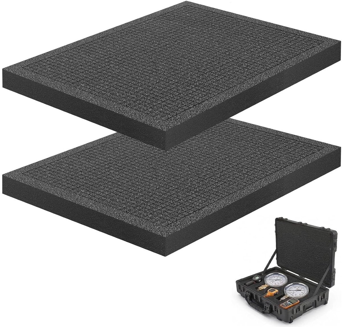Vulschuim 400 x 300 x 25 mm, 2 stuks, hoogdichtheidsschuim voor gereedschapskist en fotokoffer, perfect voor miniaturen en nauwkeurige snede