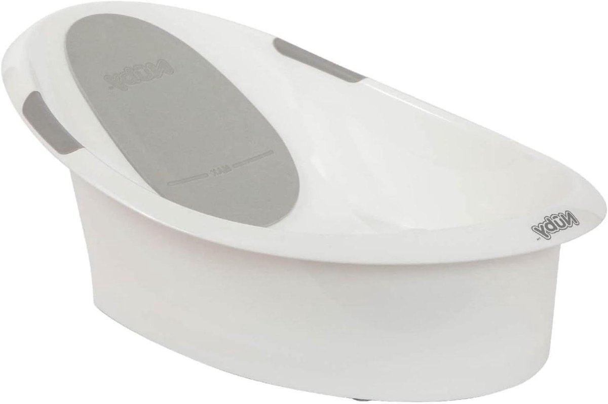Babybadje - Pasgeboren bad - Baby verzorgen - Geïntegreerde antislipsteun - 6779 cm - Wit/Grijs
