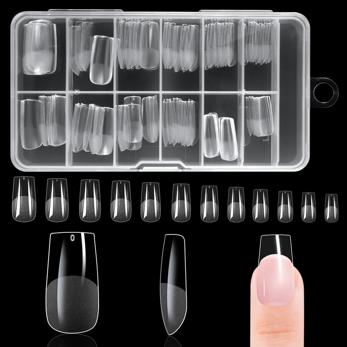 nepnagels tips,zachte gel volledige dekking nagel tip,heldere acrylnagels tips,nagelverlengingsset voor DIY manicure nagelkunst salon(120 stuks vierkante nagelvorm）