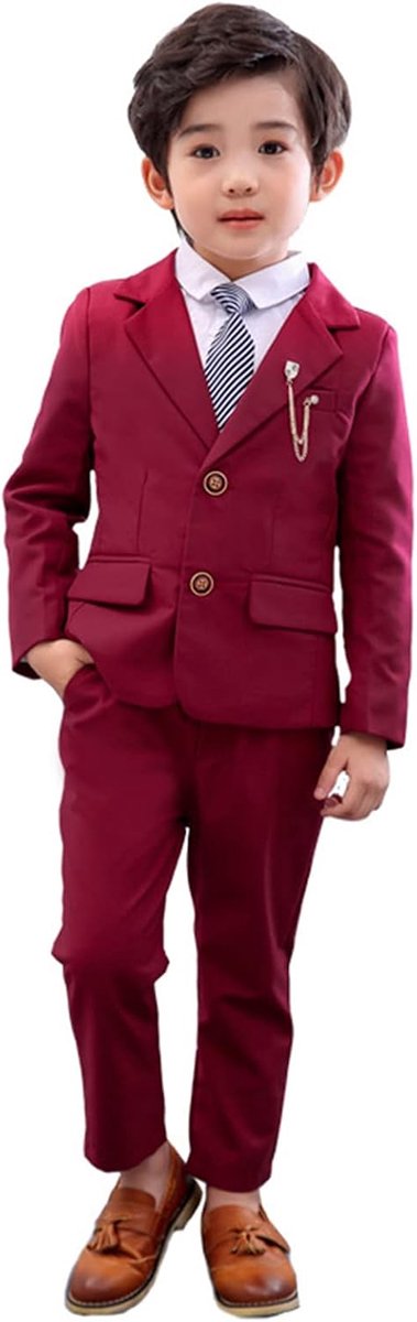 2-delige set jongenspak, blazer- en broekoutfit voor kinderen, vrijetijdskleding of trouwjurk, zwart, 100