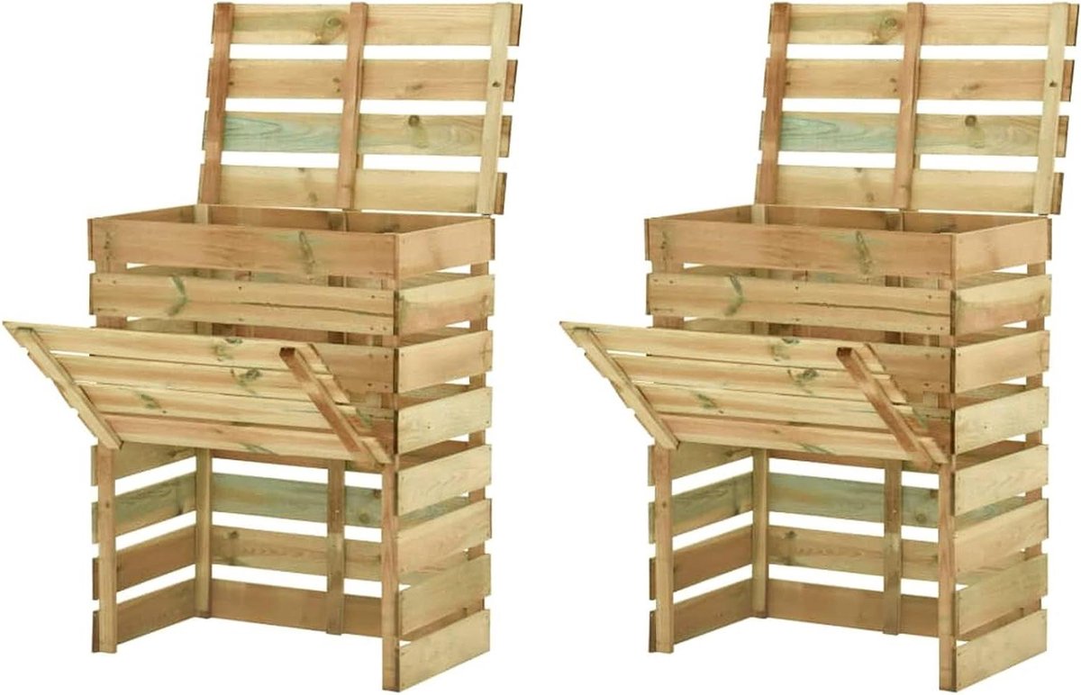 Compostbak Tuin - Composteerbak Hout - Afval Verwerken - Lamellendesign - 80 x 50 x 100 cm - Houtkleur