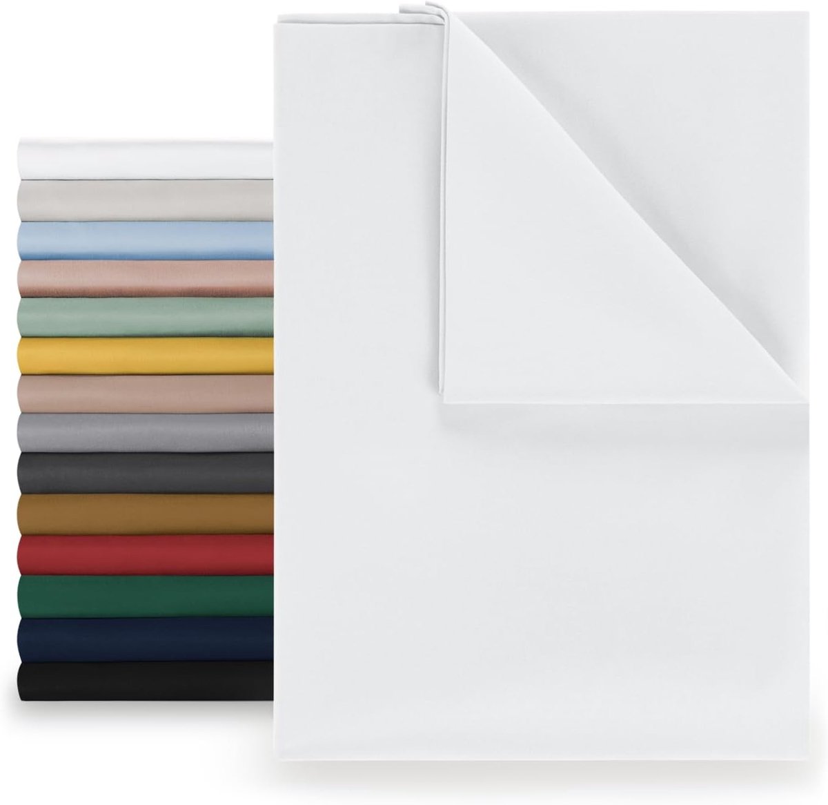 - Laken voor tweepersoonsbed, 180 x 275 cm, onderhoudsvriendelijke microvezel, zachte stof, zonder elastiek - wit