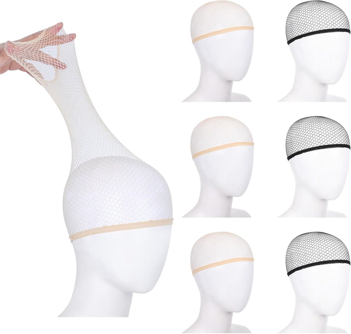 6 stuks haarnetjes, nylon pruikkap, netpruiknet, haarnet voor pruiken, pruikennet, onderkap, rekbare ademende pruikkapjes, elastische pruikkap, pruikaccessoires voor dagelijkse pruiken