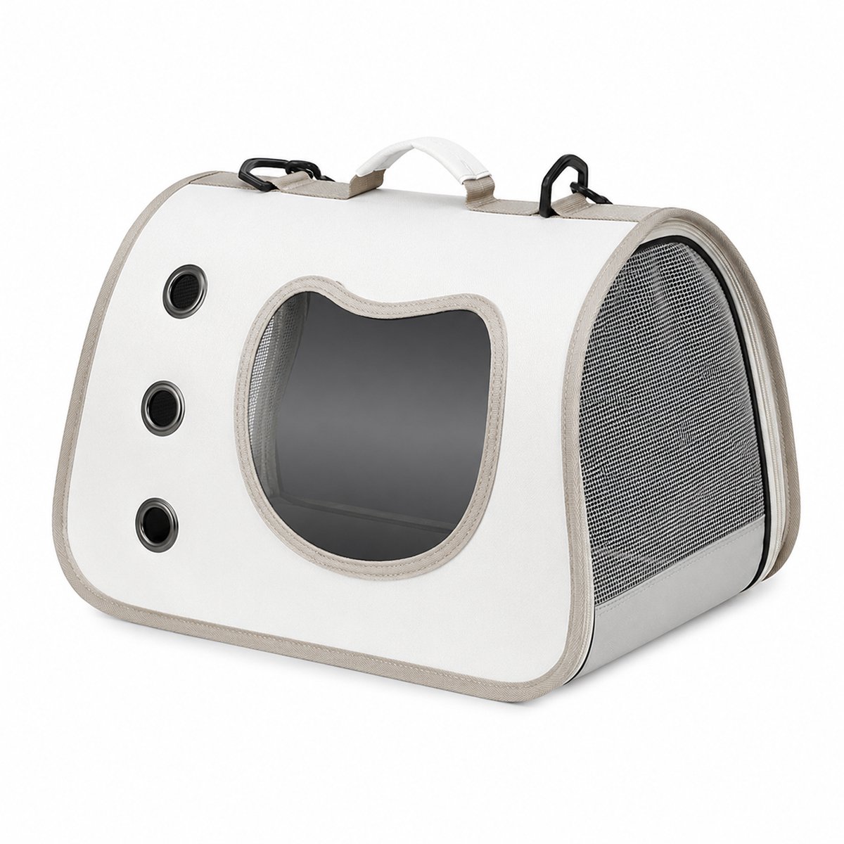 Gloovon® Kattenreistas - Opvouwbaar & Ademend - Draagtas met Kijkvenster voor Kleine Huisdieren - Oxford-stof - 40x26x26 - Grijs