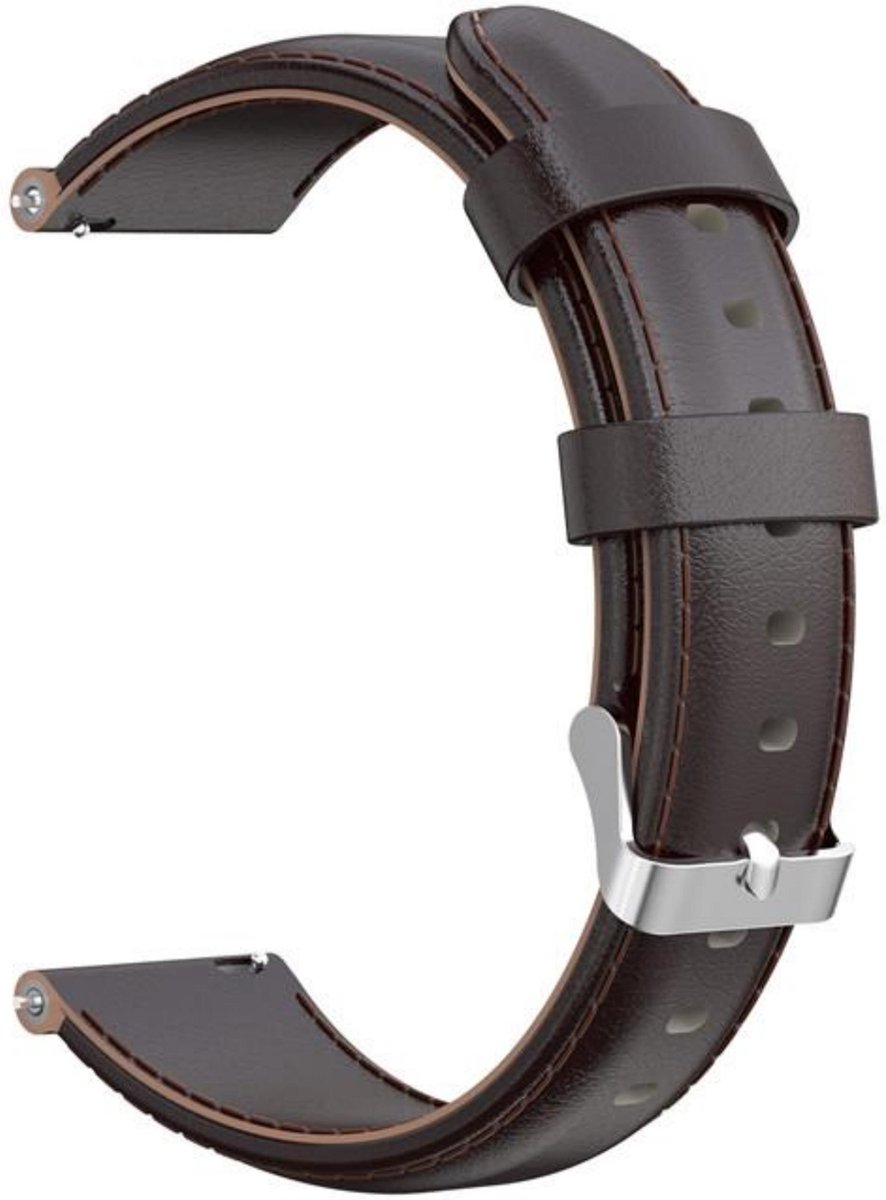 KELERINO. Leren bandje geschikt voor Samsung Galaxy 46 MM / Gear S3 - Donker Bruin
