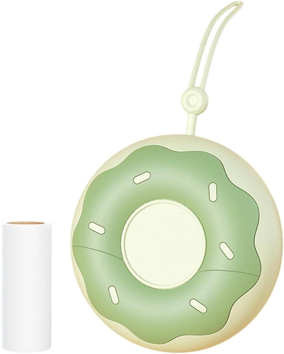 Pluisroller Kleding - Kleefroller Haar - Huis Dierenharen Verwijderen - Compact Donut Ontwerp - 9 cm - Groen