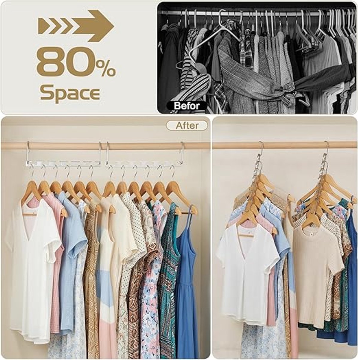 Ruimtebesparende Magische Hangers - Set Van 20 Metalen Kledinghanger Organizers - Verticale Kast Organizer Voor Kleding - Ruimtebesparend Opbergsysteem Voor Garderobe