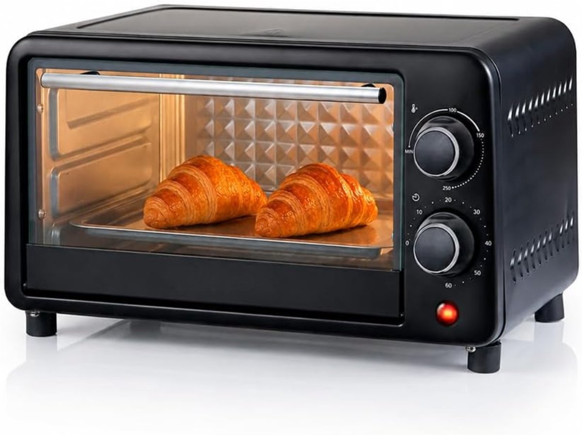 SNJY® Mini Oven Vrijstaand - Vrijstaande Oven - Elektrische Oven - Timer tot 60 min - 10L - 1000W - Zwart