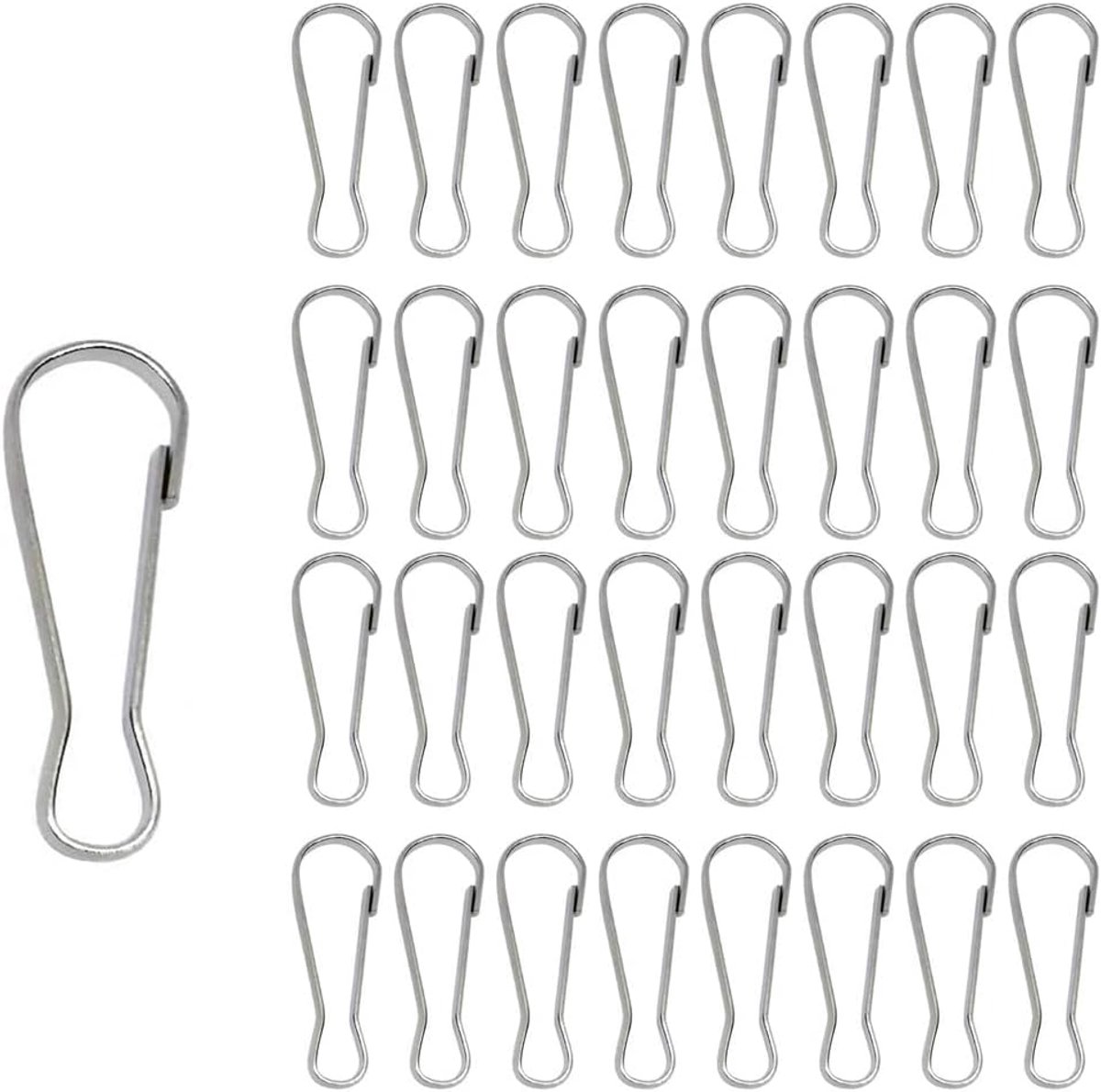 CL-Link 80 stuks metalen veerhaken, vernikkeld staal, enkelvoudige haken, vlaggenmast, clip voor sleutelhanger, waslijn, vlaggenstang ASIN