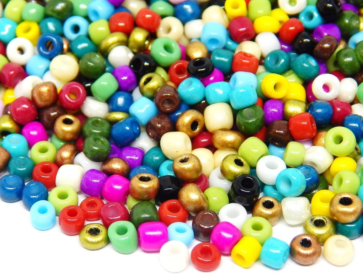 Kralen Indianenkralen zaadkralen ponykralen 2mm opak, mat, 11/0 opak gelustreerd, opaque zaadkralen 6500 stuks (gemengd)