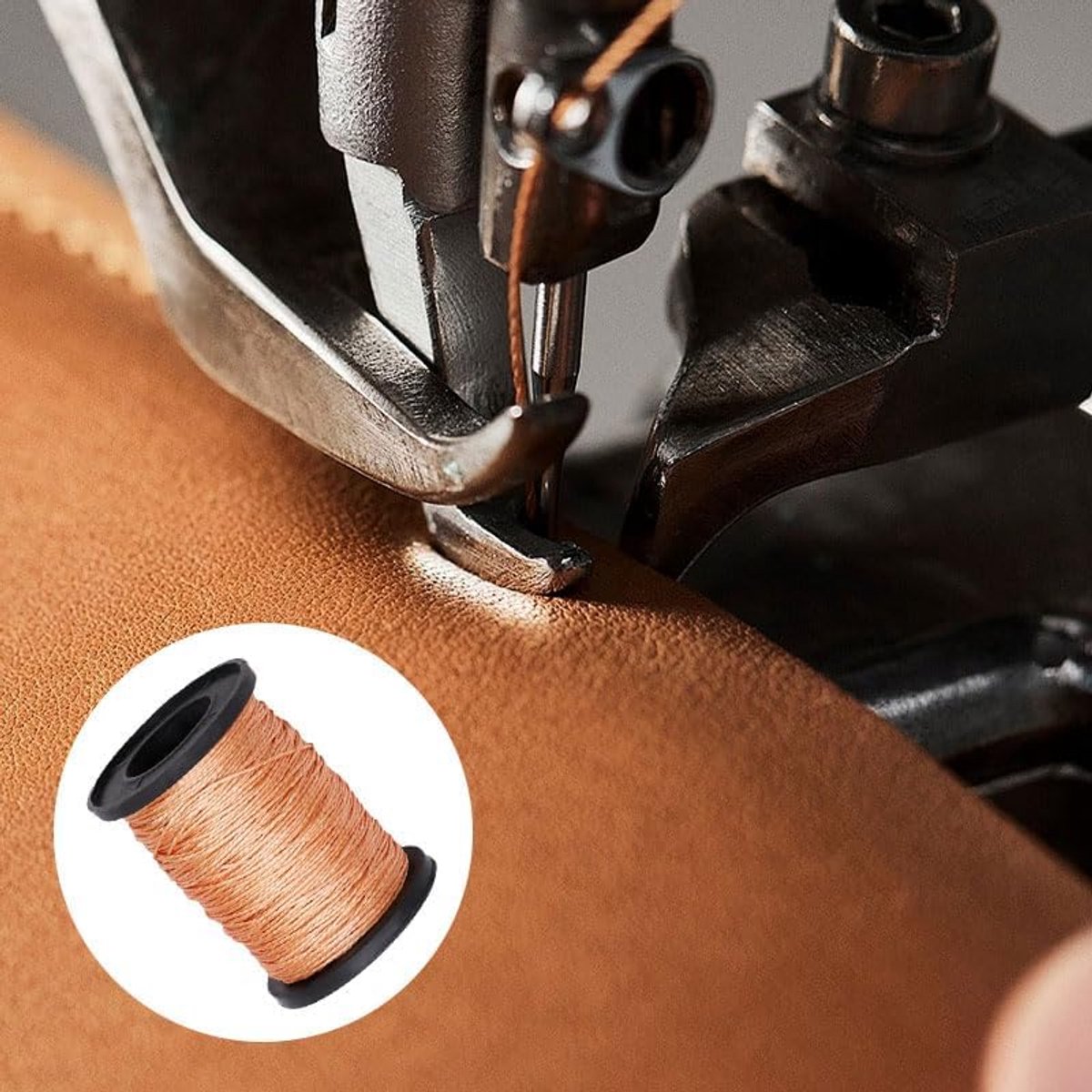 50 m sterk gebonden nylon naaigaren, zwart nylon draad voor naaien, Upholstery (bruin, 50 m)