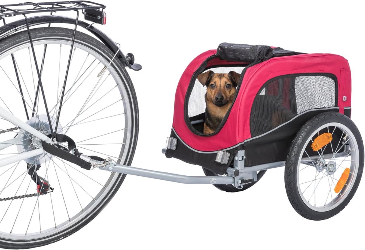 SP® Hondenfietskar - Opvouwbare Winkelwagen - Universele Fietskoppeling - Rood/Zwart - 118cm x 54cm x 60cm