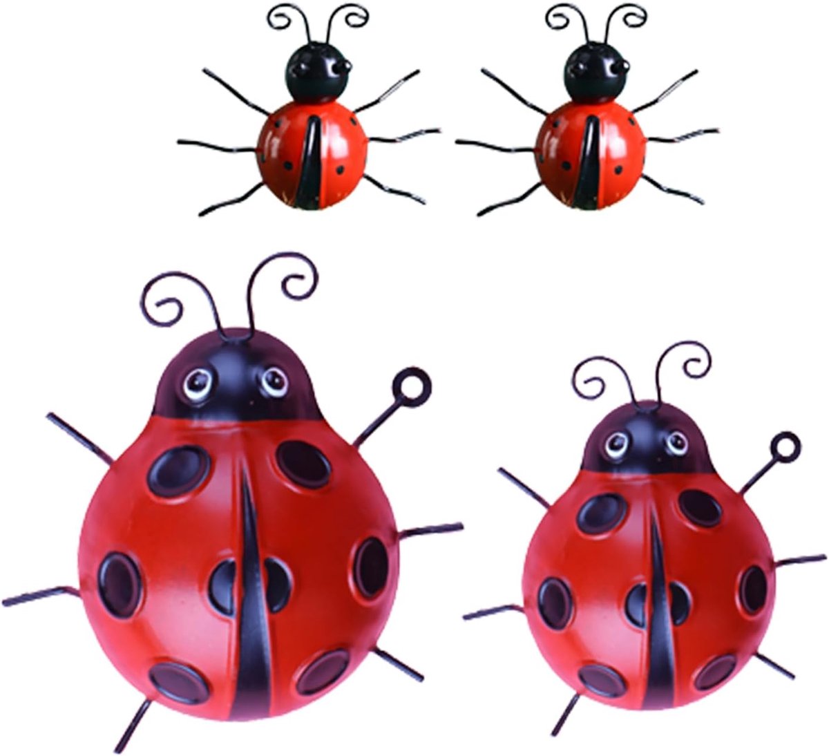 4 stuks metalen lieveheersbeestjesdecoratie, outdoor wandsculpturen, tuinsculpturen, insecten, woondecoraties voor tuinhek, buiten, balkon, patio (stijl 1)