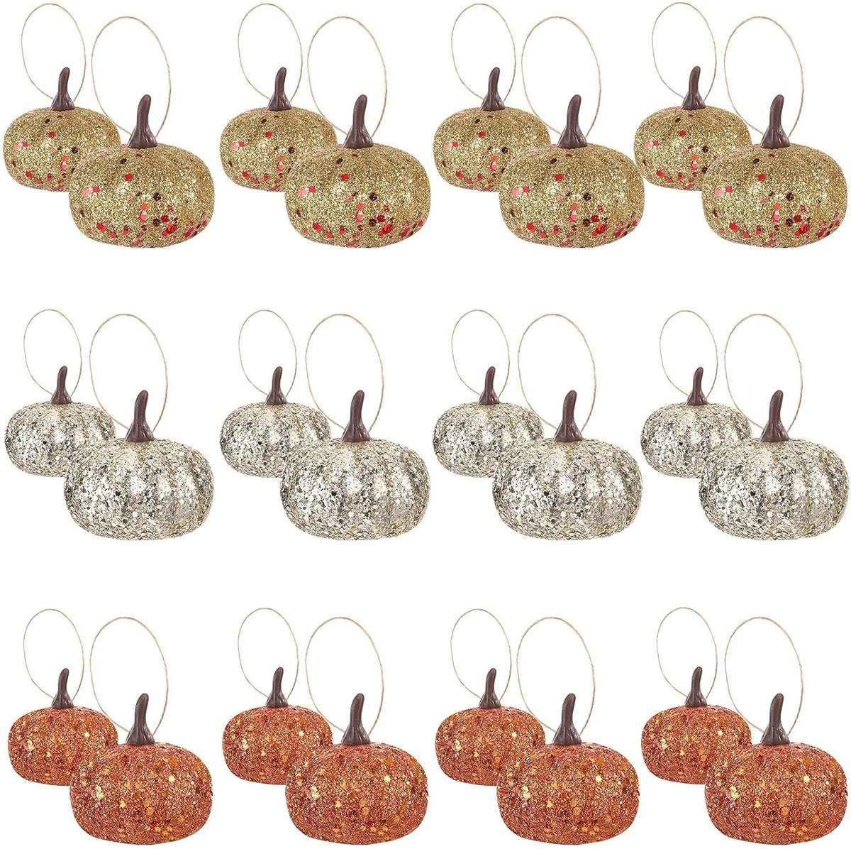 24 Stukken Kunstmatige pompoen - Mini Foampompoenen Hangsieraden voor Kerstbomen, DIY Ambachten, Fotoprops en Landhuisdecor
