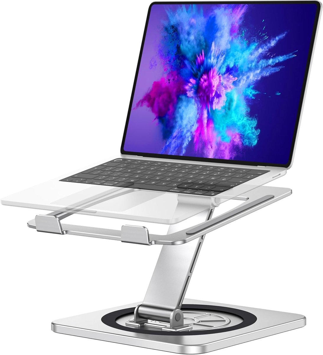 Laptopstandaard met 360° Draaischijf, Verstelbare Laptopstandaard, Ergonomische, Geventileerde, Opvouwbare Notebookstandaardhouder voor Teamwork, Compatibel met HP (10-16")