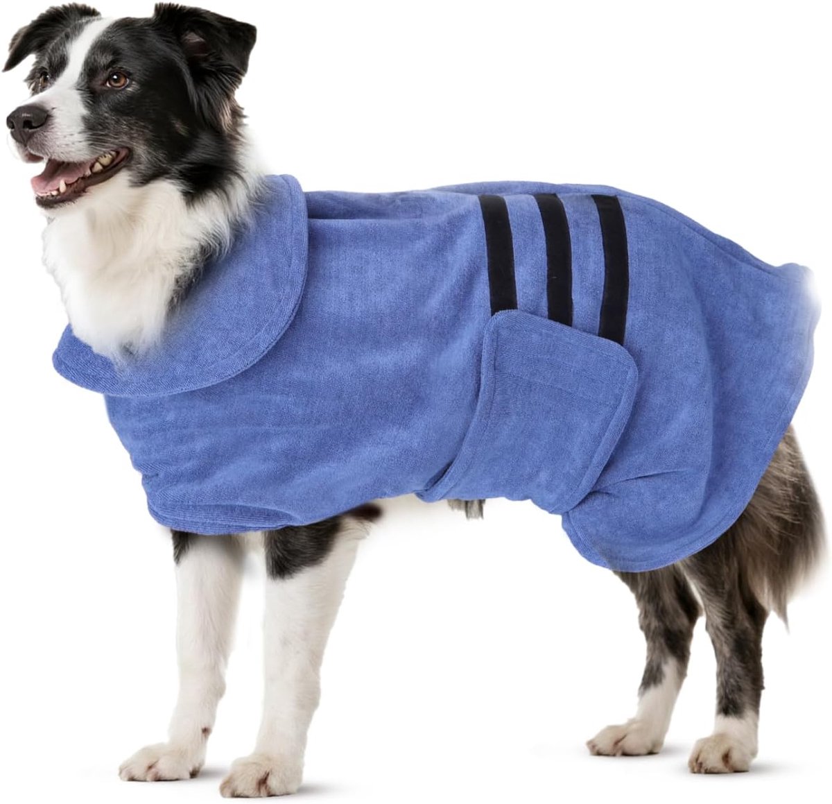 Badjas voor honden met klittenbandsluiting, super absorberend en sneldrogend, microvezel badjas voor alle katten en honden, zachte handdoek voor honden (L blauw) (1)