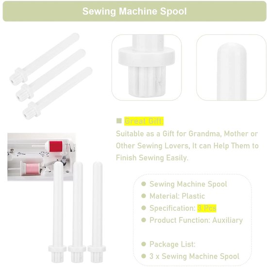 3st naaimachine spool pin, spool pin plastic spoel voor cadeau voor gemeenschappelijke naaimachines — afbeelding 2