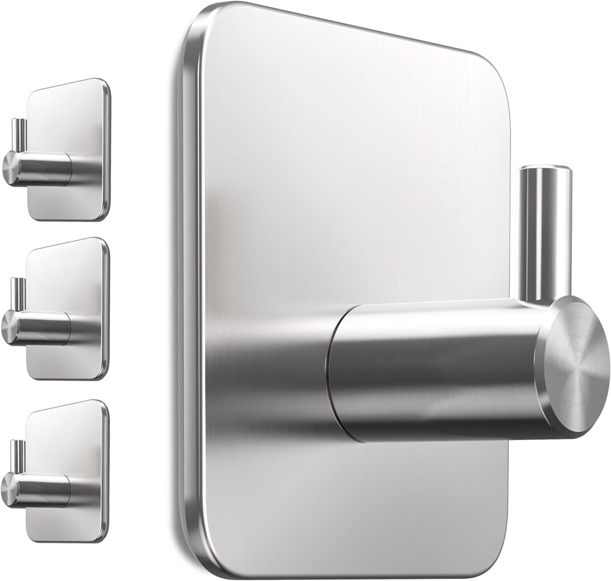 Set van 4 zelfklevende haken van roestvrij staal - Voor badkamer - Zelfklevende haken van roestvrij staal met waterdichte kleefpunten - Praktische zelfklevende haken in de kamer