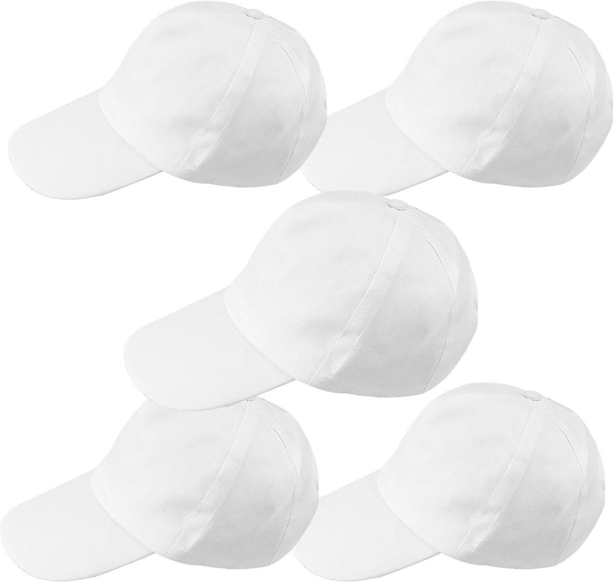 Set van 5 witte baseballpetten van katoen, doe-het-zelf graffiti-pet met verstelbare gesp, voor kunstfeesten en ouder-kind-activiteiten, ideaal voor persoonlijke vormgeving
