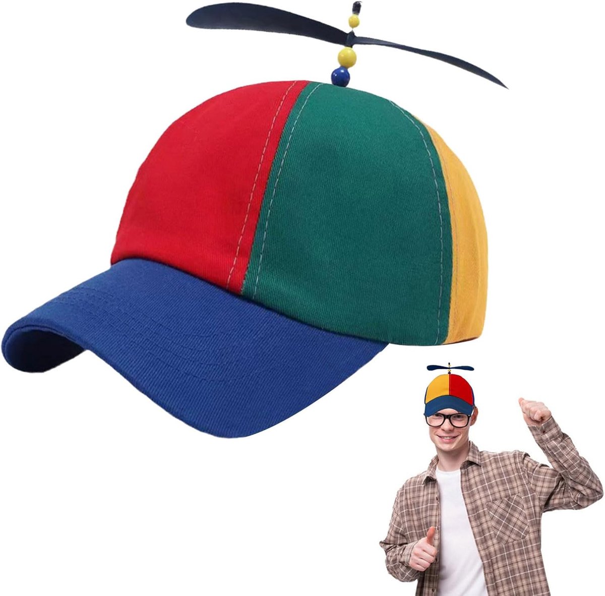 Pet, Helikopterhoed, Kleurrijke Baseball Patchwork Hoed, Volwassen Helikopterpet