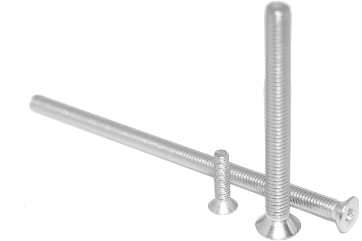 Set van 6 verzonken schroeven M6X120 roestvrij staal A2/V2A met Pozi kruiskop DIN 965/ISO 7046, machineschroeven
