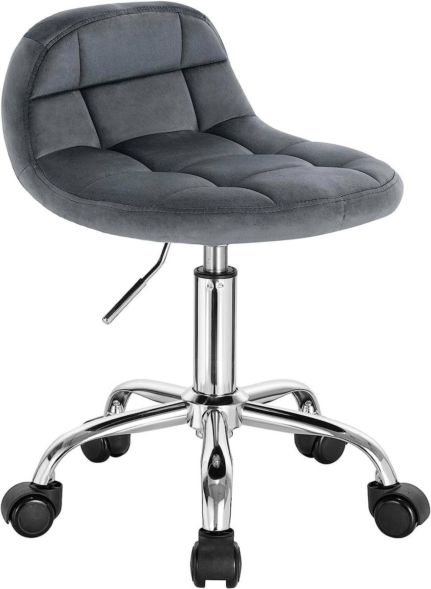 SureDeal® - Bureaukruk - Wieltjes - Make uptafel - Stoel - Hoogte verstelbaar - Rollrocker - Lage rugleuning - Werkkruk - Zithoogte - Fluweel