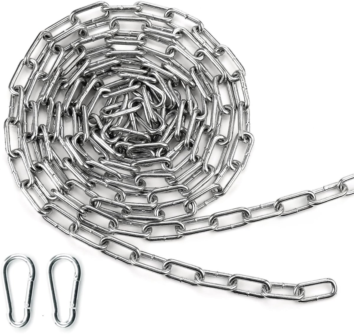 Ketting van staal, gelaste schakels, verzinkt, 3 m, φ3 mm, voor diefstalbeveiliging, hangslot, hondenhek, schommel