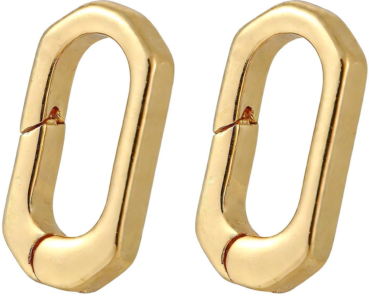 2 stuks Ovale sluiting Metaal sluiting Kettingsluiting Goud Mini Karabiner Armband Verbinder, Ovale sieradensluiting voor de vervaardiging van sieraden, halskettingen en armbanden