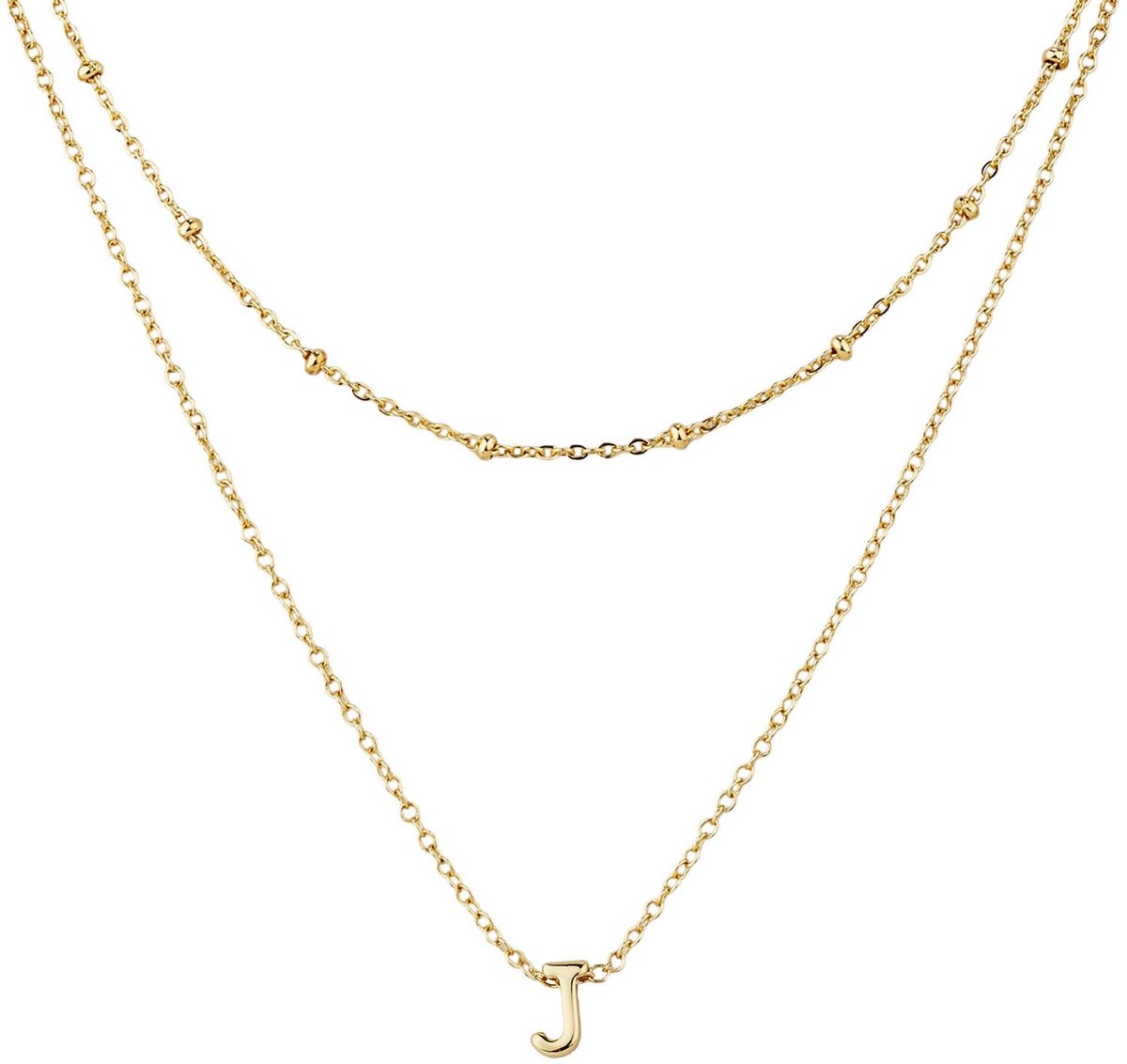 1 Stuks Initial Letter Ketting & 1 Stuks Korte Ketting, Mode Vergulde Alfabet Ketting Gelaagde Initial Kettingen Kleine Hanger Choker Ketting voor Vrouwen Sieraden (J)