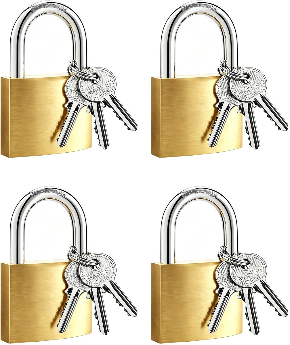 Hangsloten met sleutel, hangslot van messing, voor reiskoffer, kluisje, rugzakken, bagage, kluisjes, veiligheidssloten (48 mm)