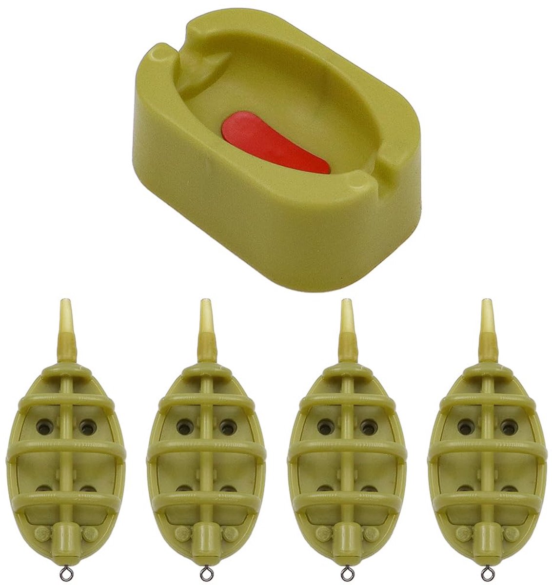 8-delige visvoederset - inline methode plastic visvoeders - karpervissen accessoires met aasvormige manden 15/20/25/30/35/40/50/60g