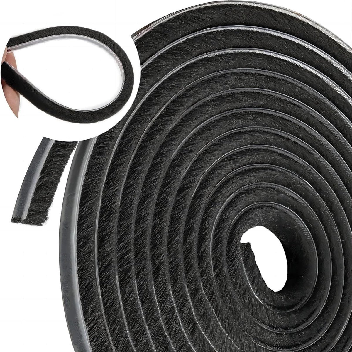10M Zelfklevende borstelafdichting, borstelstrip, afdichtingstape, winddicht, stofdicht, afdichtingsband voor schuifdeuren, ramen, garderobe, afdichtingsborstel
